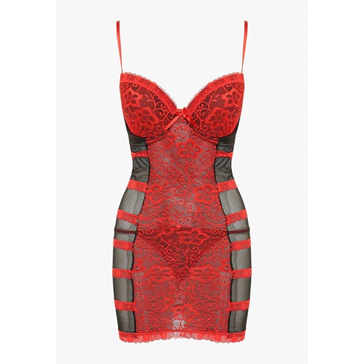 Czerwona Elegancka Koszula Nocna ze Stringami i Subtelną Koronką Mareole Renee XS okazyjna cena renee.pl