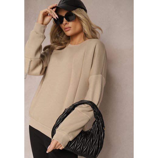 Beżowa Bawełniana Bluza z Łańcuszkiem Eleutia ze sklepu renee.pl w kategorii Bluzy damskie - zdjęcie 179881752