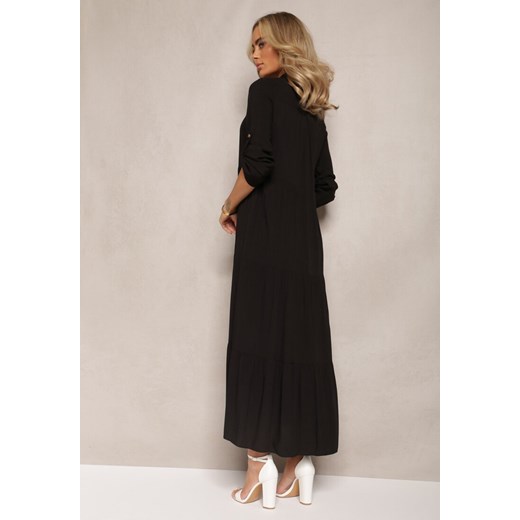 Czarna Koszulowa Sukienka Maxi z Bawełny Junira Renee M okazja renee.pl
