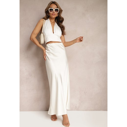 Jasnobeżowa Satynowa Spódnica Maxi High Waist Formia ze sklepu renee.pl w kategorii Spódnice - zdjęcie 179883323
