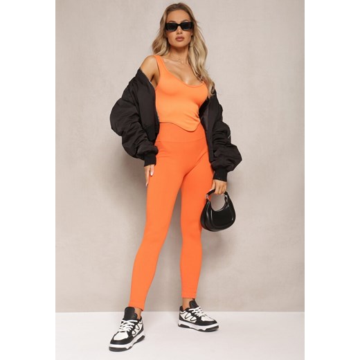 Pomarańczowe Legginsy High Waist Prążkowane Push-Up Sunflowia ze sklepu renee.pl w kategorii Spodnie damskie - zdjęcie 179887731