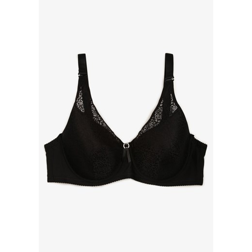 Czarny Koronkowy Biustonosz Full Cup z Ozdobnymi Cyrkoniami na Kokardce Renee 80D okazja renee.pl