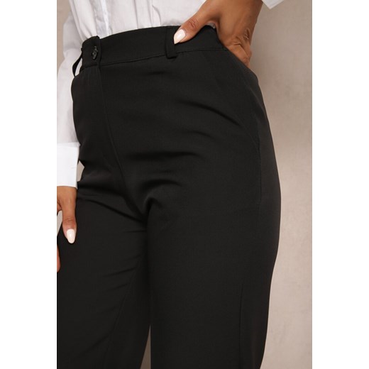 Czarne Garniturowe Spodnie High Waist z Kieszeniami Blathe Renee XS wyprzedaż renee.pl