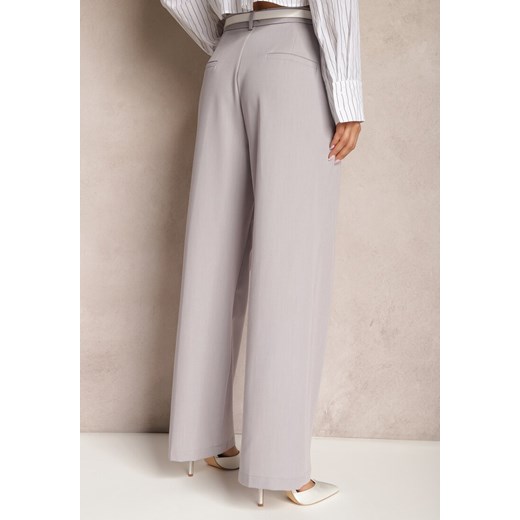Jasnoszare Szerokie Spodnie High Waist Seraphella Renee S okazja renee.pl