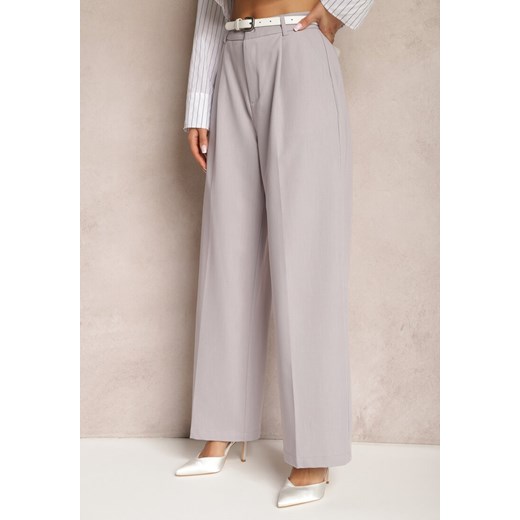 Jasnoszare Szerokie Spodnie High Waist Seraphella Renee M promocja renee.pl