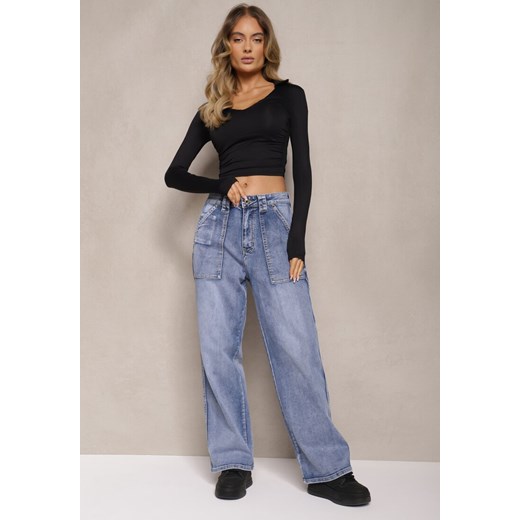 Jasnoniebieskie Jeansy High Waist o Kroju Palazzo z Szerokimi Nogawkami Xavina ze sklepu renee.pl w kategorii Jeansy damskie - zdjęcie 179893862