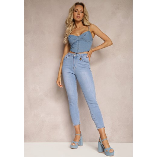 Jasnoniebieskie Jeansy o Dopasowanym Fasonie Skinny Galeth ze sklepu renee.pl w kategorii Jeansy damskie - zdjęcie 179893871