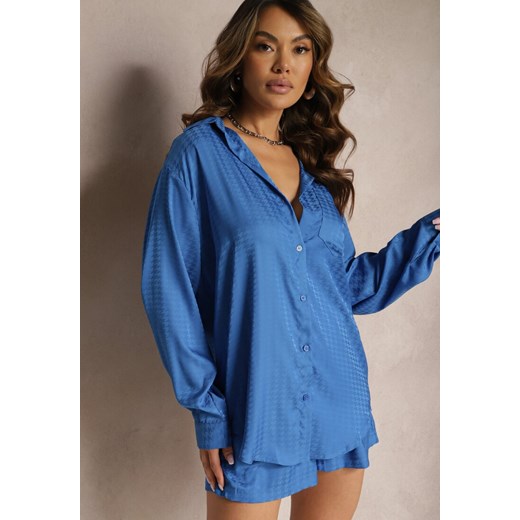 Granatowy 2-częściowy Komplet z Koszulą i Szortami Logsia Renee M renee.pl okazja