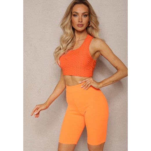 Pomarańczowe Sportowe Szorty Kolarki Prążkowane High Waist Steiama ze sklepu renee.pl w kategorii Szorty - zdjęcie 179894814