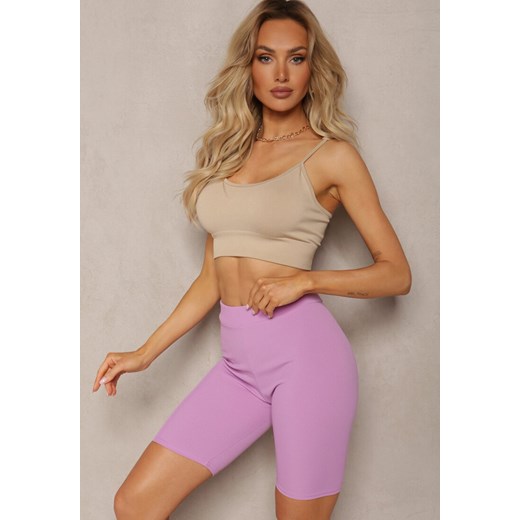 Fioletowe Sportowe Szorty Kolarki Prążkowane High Waist Steiama ze sklepu renee.pl w kategorii Szorty - zdjęcie 179894824