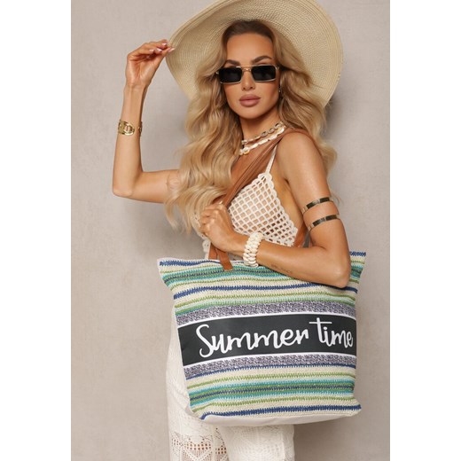 Jasnozielona Torebka Typu Shopper na Plażę z Jedną Komorą Gomeissa ze sklepu renee.pl w kategorii Torby Shopper bag - zdjęcie 179895371