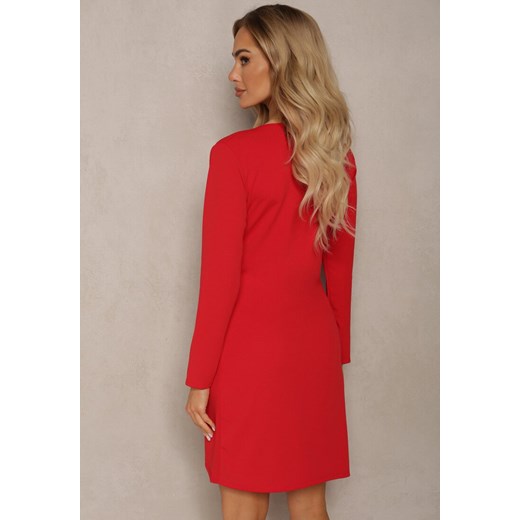 Czerwona Kopertowa Sukienka Drapowana w Talii Ejorunna Renee ONE SIZE renee.pl okazja