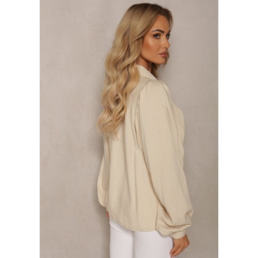 Jasnobeżowa Koszula Nietoperz z Wiskozą Caile Renee ONE SIZE promocyjna cena renee.pl