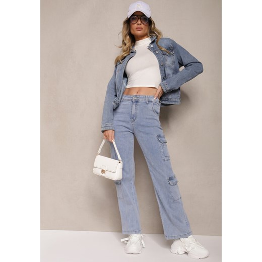 Jasnoniebieskie Szerokie Jeansy High Waist z Kieszeniami Leorrio ze sklepu renee.pl w kategorii Jeansy damskie - zdjęcie 179897341