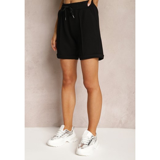 Czarne Casualowe Szorty High Waist z Kieszeniami Wykończone Gumką Shezetta ze sklepu renee.pl w kategorii Szorty - zdjęcie 179897462
