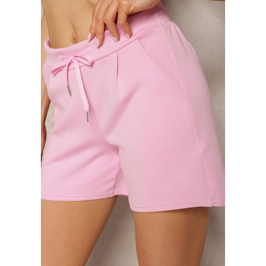 Jasnoróżowe Szorty High Waist przed Kolano Saxonia Renee S renee.pl wyprzedaż