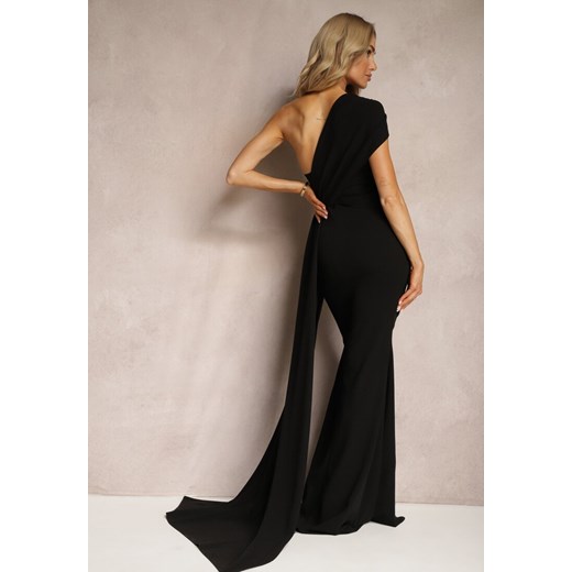 Czarna Sukienka Maxi bez Ramiączek z Ozdobnym Trenem i Marszczeniem Kaliel Renee L wyprzedaż renee.pl