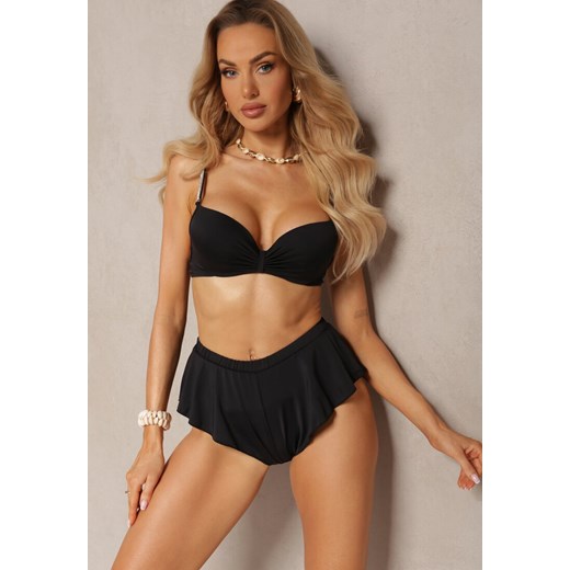 Czarne Bikini Usztywniany Biustonosz z Cyrkoniami i Spodenki Kąpielowe Wykończone Gumką w Pasie Rilamia ze sklepu renee.pl w kategorii Stroje kąpielowe - zdjęcie 179899020