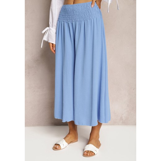 Niebieskie Spodnie Szerokie Luźne High Waist Inestria Renee L wyprzedaż renee.pl