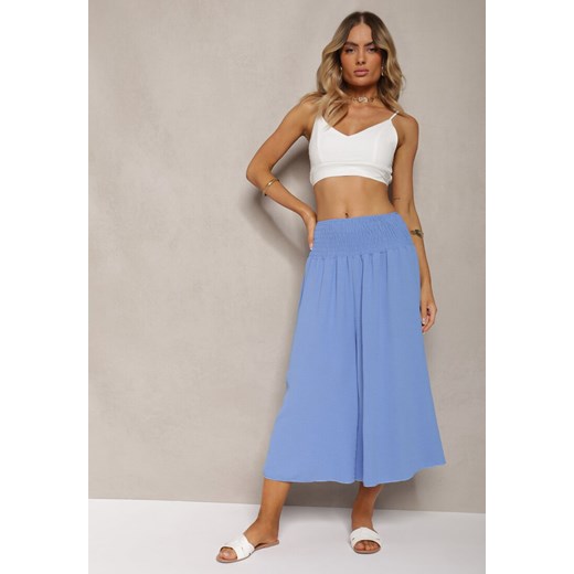 Niebieskie Spodnie Szerokie Luźne High Waist Inestria Renee M okazja renee.pl