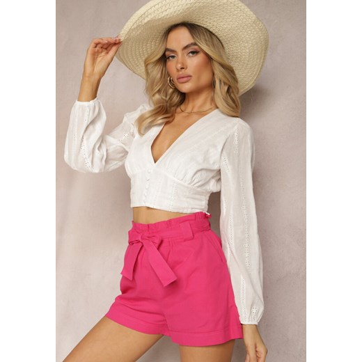 Fuksjowe Szorty High Waist Wiązane w Pasie Gilalilena ze sklepu renee.pl w kategorii Szorty - zdjęcie 179899752