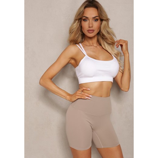 Ciemnobeżowe Szorty Kolarki High Waist z Efektem Push Up Pielara ze sklepu renee.pl w kategorii Szorty - zdjęcie 179900083