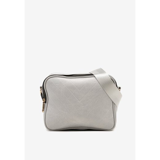 Szara Pikowana Torebka z Dwiema Komorami i Materiałowym Paskiem Crossbody Riola ze sklepu renee.pl w kategorii Listonoszki - zdjęcie 179900412