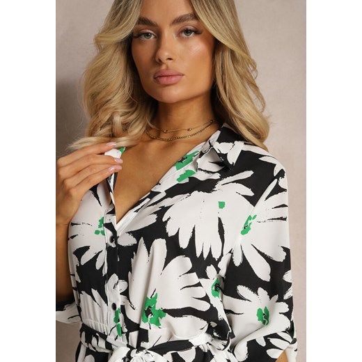 Sukienka Renee w serek casual koszulowa midi z długim rękawem