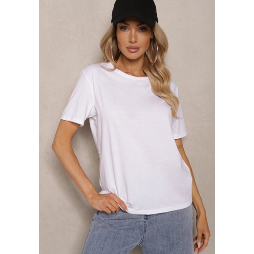 Biały T-shirt Koszulka z Krótkim Rękawem i Okrągłym Dekoltem Tiarella ze sklepu renee.pl w kategorii Bluzki damskie - zdjęcie 179902341