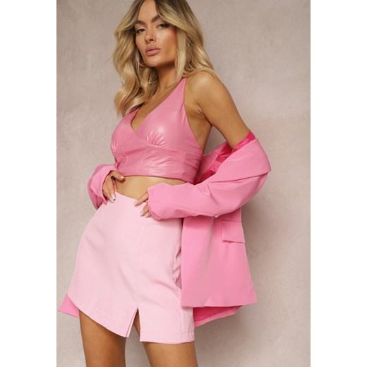 Różowe Spódnico-Szorty High Waist Zapinane na Suwak Efinae ze sklepu renee.pl w kategorii Szorty - zdjęcie 179903794