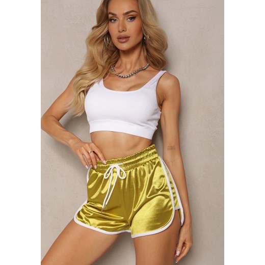 Żółte Szorty z Gumką w Talii High Waist z Lampasami Timallena ze sklepu renee.pl w kategorii Szorty - zdjęcie 179904104