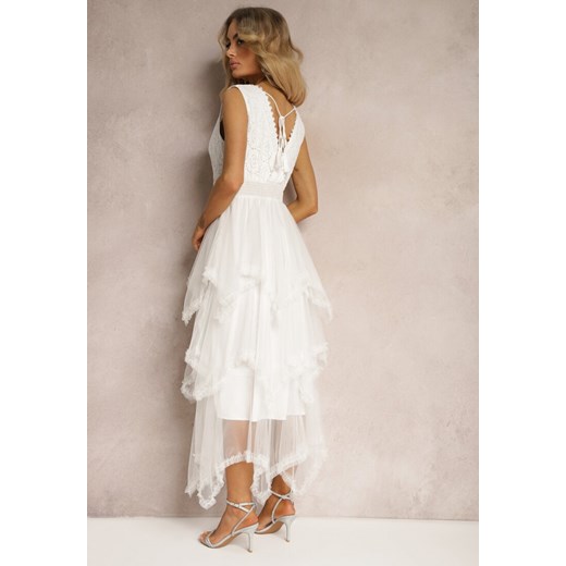 Sukienka Renee biała w serek asymetryczna 