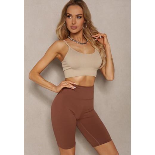Brązowe Szorty Kolarki High Waist z Elastycznego Materiału Nanestia ze sklepu renee.pl w kategorii Szorty - zdjęcie 179905183