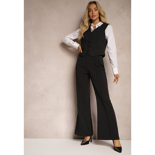 Czarne Casualowe Spodnie w Stylu Dzwonów High Waist Uinna ze sklepu renee.pl w kategorii Spodnie damskie - zdjęcie 179905421