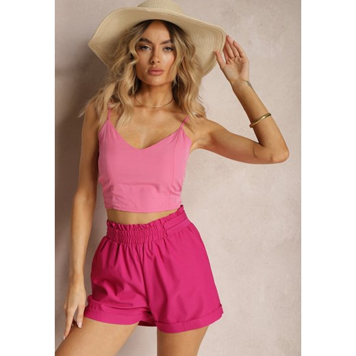 Fuksjowe Szorty High Waist z Gumką w Pasie Kerpia ze sklepu renee.pl w kategorii Szorty - zdjęcie 179906852