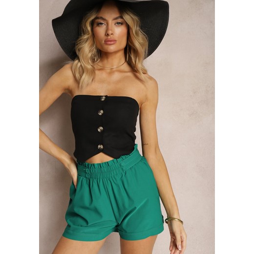 Zielone Szorty High Waist z Gumką w Pasie Kerpia ze sklepu renee.pl w kategorii Szorty - zdjęcie 179906862