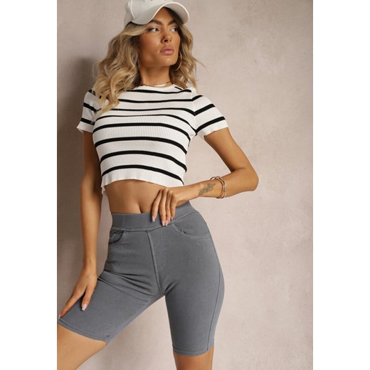 Ciemnoniebieskie Szorty z Gumką w Pasie High Waist Lorolia ze sklepu renee.pl w kategorii Szorty - zdjęcie 179907311
