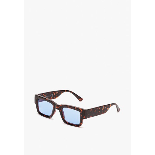 Brązowo-Niebieska Okulary Przeciwsłoneczne Wykończone Grubymi Oprawkami z Filtrem UV Elledelime ze sklepu renee.pl w kategorii Okulary przeciwsłoneczne damskie - zdjęcie 179913612