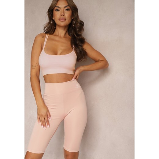 Różowe Szorty w Stylu Kolarek High Waist Wykończone Gumką w Pasie Elenea ze sklepu renee.pl w kategorii Szorty - zdjęcie 179915753