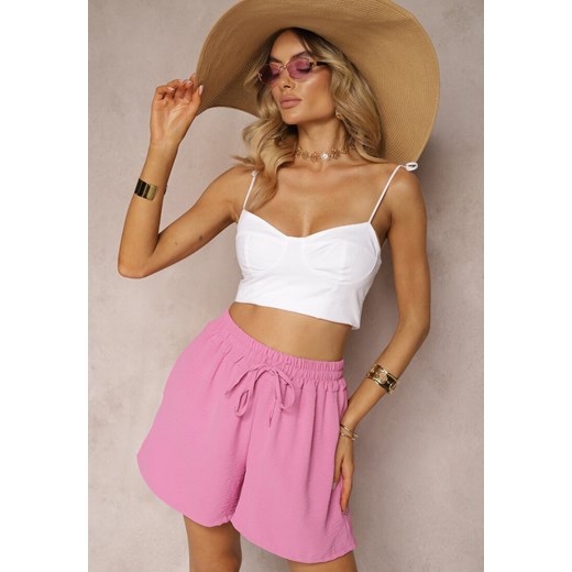 Różowe Szorty o Luźnym Kroju High Waist z Gumką w Talii Vimallora ze sklepu renee.pl w kategorii Szorty - zdjęcie 179916161