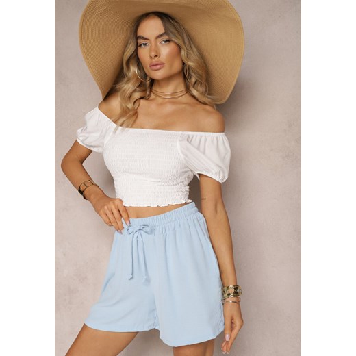Jasnoniebieskie Szorty o Luźnym Kroju High Waist z Gumką w Talii Vimallora ze sklepu renee.pl w kategorii Szorty - zdjęcie 179916181