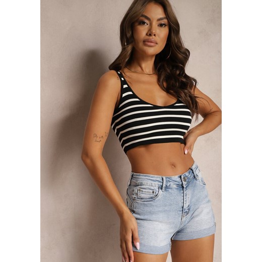 Niebieskie Denimowe Szorty z Bawełny High Waist z Efektem Push-Up Zoebe ze sklepu renee.pl w kategorii Szorty - zdjęcie 179916751