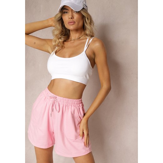 Różowe Dresowe Szorty High Waist z Gumką w Talii Narefia ze sklepu renee.pl w kategorii Szorty - zdjęcie 179919073