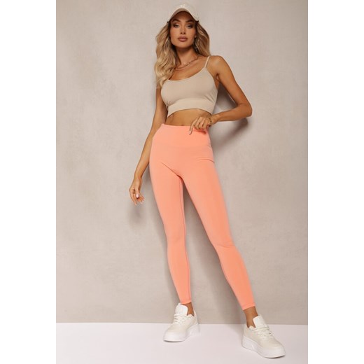 Pomarańczowe Sportowe Legginsy High Waist Quarefia ze sklepu renee.pl w kategorii Spodnie damskie - zdjęcie 179919124