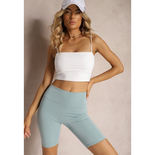 Miętowe Szorty Typu Kolarki High Waist z Szeroką Gumką w Talii Nanseline ze sklepu renee.pl w kategorii Szorty - zdjęcie 179919164
