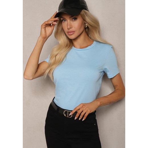 Niebieski T-shirt z Krótkim Rękawem i Okrągłym Dekoltem Tiarella ze sklepu renee.pl w kategorii Bluzki damskie - zdjęcie 179919260