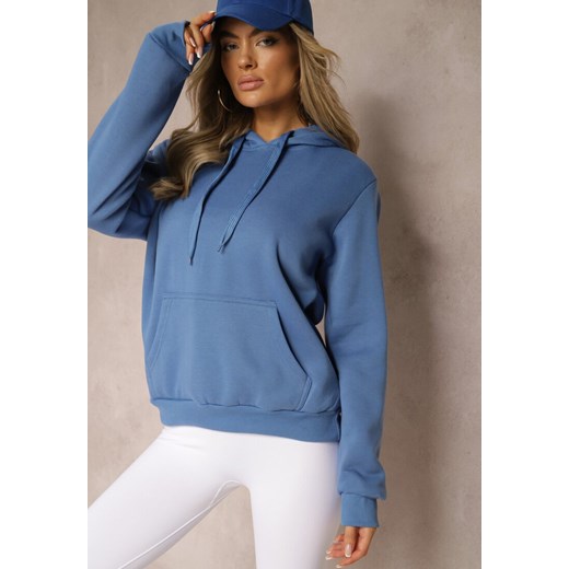 Niebieska Bluza Basic z Kapturem Corbetes ze sklepu renee.pl w kategorii Bluzy damskie - zdjęcie 179919722