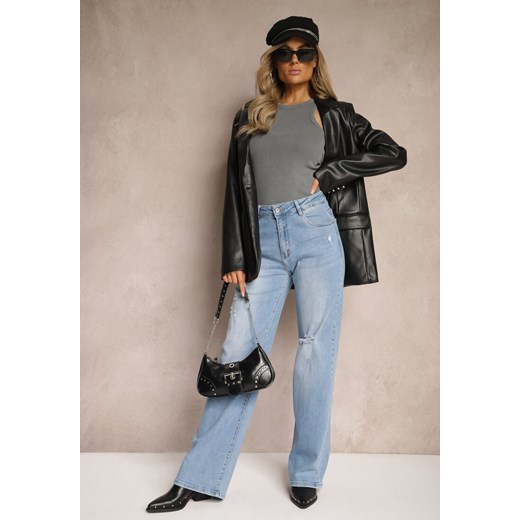 Niebieskie Jeansy o Szerokim Kroju High Waist z Bawełny Eviraena ze sklepu renee.pl w kategorii Jeansy damskie - zdjęcie 179919773
