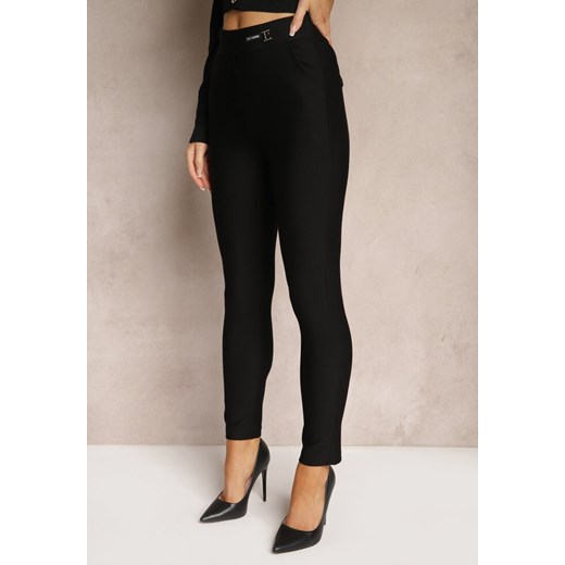 Czarne Spodnie Skinny z Gumką w Talii Fessiliae Renee M promocja renee.pl