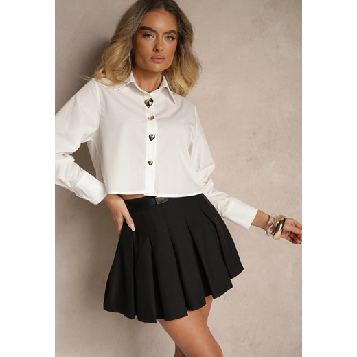 Czarne Spódnico-Spodenki High Waist z Plisowaniem Wykończone Paskiem Eviennes ze sklepu renee.pl w kategorii Szorty - zdjęcie 179920744